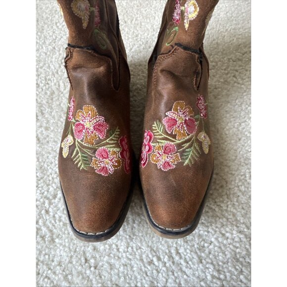 Roper Western Boots Juliet Floral Tan Girls Size 2 09-017-1566-2487 TA - Picture 6 of 9